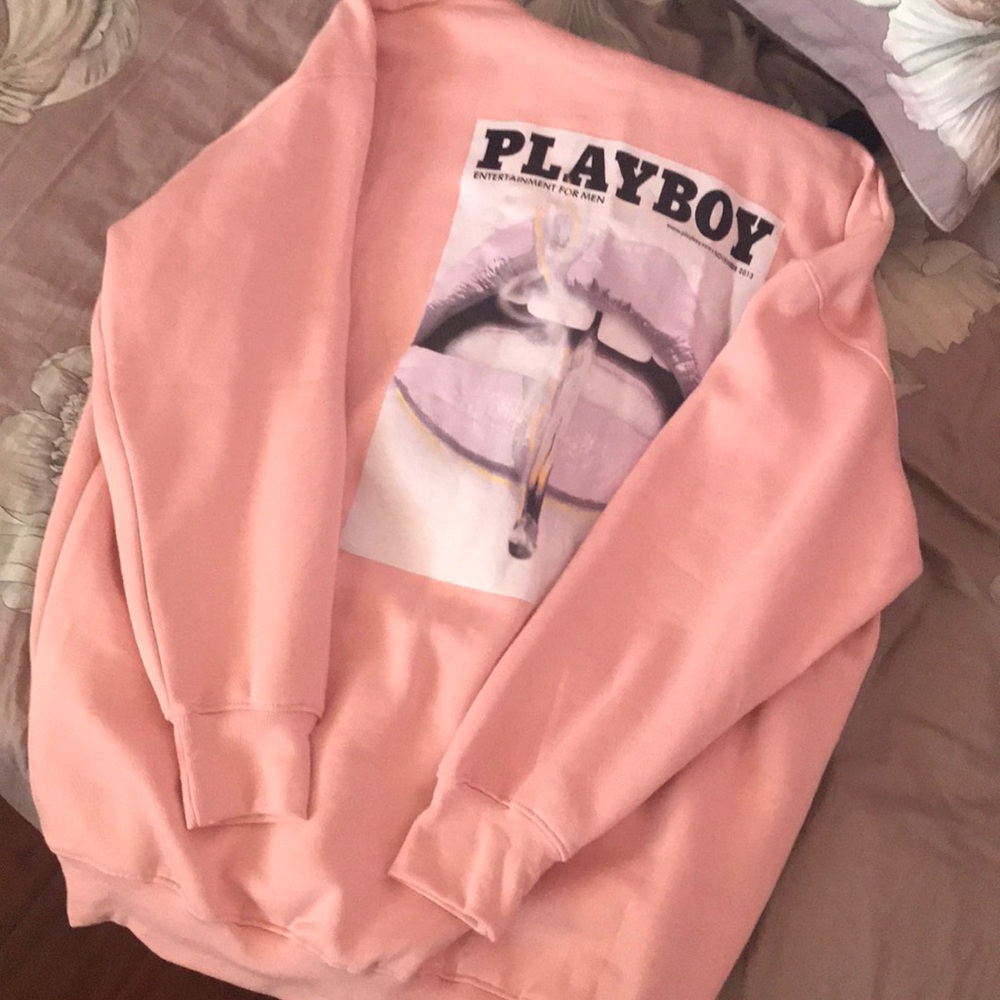 MissGuided x Playboy collab pink hoodie dress